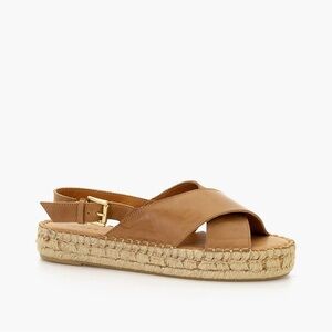 ALOHAS Leather Crossed Platform Espadrille Sandals